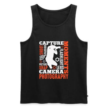 Photography Camera Lens Retro - Männer Premium Bio Tank Top - Schwarz - Vorne - Michal (187cm)