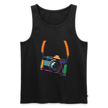 Photography Camera Lens Retro - Männer Premium Bio Tank Top - Schwarz - Vorne - Michal (187cm)