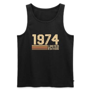 Né en 1974 anniversaire - Cadeau 1974 Vintage 1974 - Débardeur bio Premium Homme - noir - Devant - Michal (187cm)