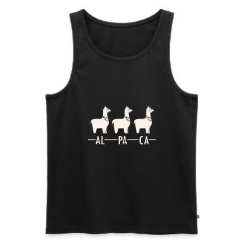 Alpaka + Alpaka + Alpaka = drei Alpaka - Männer Premium Bio Tank Top - Schwarz - Vorne - Michal (187cm)