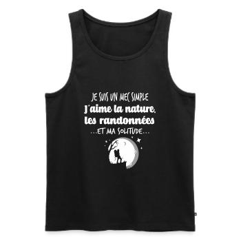 Cadeau homme randonnées nature sport humour - Débardeur bio Premium Homme - noir - Devant - AI Model Male 178 light (178cm)