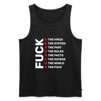 FUCK - FUCK ALL THINGS - Men's Premium Organic Tank Top - black - Front - AI Model Male 178 light (178cm)
