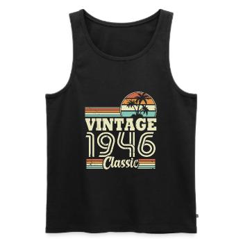 Vintage 1946 Classic, Cadeau D'anniversaire 77 Ans - Débardeur bio Premium Homme - noir - Devant - Michal (187cm)