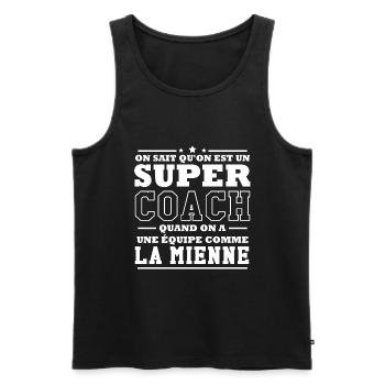 On sait qu'on est un super coach - Débardeur bio Premium Homme - noir - Devant - Michal (187cm)