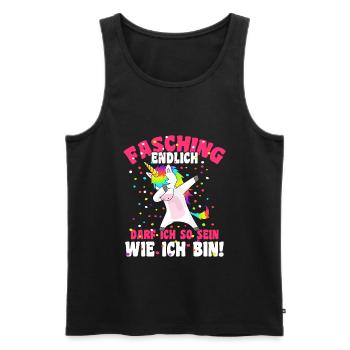 Fasching Endlich darf ich so sein wie ich bin - Männer Premium Bio Tank Top - Schwarz - Vorne - Michal (187cm)