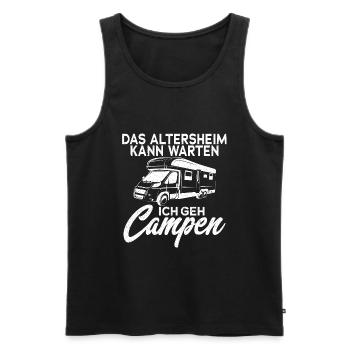 DAS ALTERSHEIM KANN WARTEN ICH GEH CAMPEN - Männer Premium Bio Tank Top - Schwarz - Vorne - Michal (187cm)