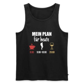 Mein Plan Wandern Bergsteigen | Hiking Wein Spruch - Männer Premium Bio Tank Top - Schwarz - Vorne - Michal (187cm)
