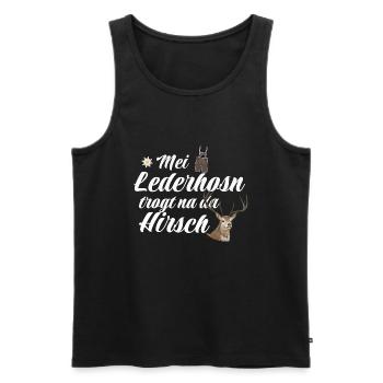 Basst Scho | Trachten Hirsch - Männer Premium Bio Tank Top - Schwarz - Vorne - AI Model Male 178 light (178cm)