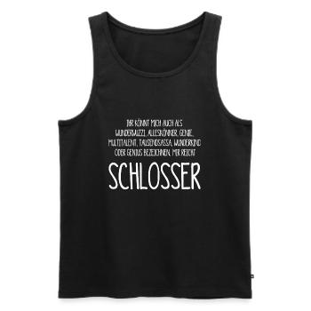 Schlosser – ein Alleskönner, Genie, Multitalent - Männer Premium Bio Tank Top - Schwarz - Vorne - AI Model Male 178 light (178cm)