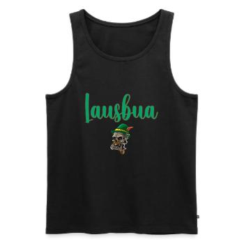 Lausbua Lausbub Lederhosen Trachten - Männer Premium Bio Tank Top - Schwarz - Vorne - Michal (187cm)