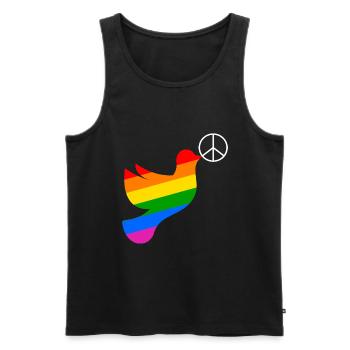 Friedenstaube Regenbogenfahne Peace - Männer Premium Bio Tank Top - Schwarz - Vorne - Michal (187cm)