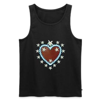 coeur de pain d'épice Edelweiss + votre texte - Débardeur bio Premium Homme - noir - Devant - Michal (187cm)