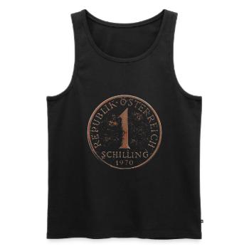 1970 Retro Schilling Österreich - Männer Premium Bio Tank Top - Schwarz - Vorne - Michal (187cm)
