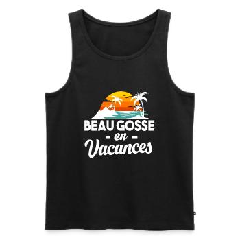 Vacances été plage palmier cadeau humour homme - Débardeur bio Premium Homme - noir - Devant - Michal (187cm)