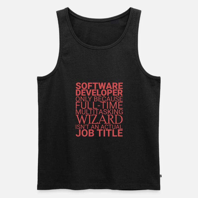 "Software Developer Wizard | Programmierer" - Männer Premium Bio Tank Top - Schwarz
