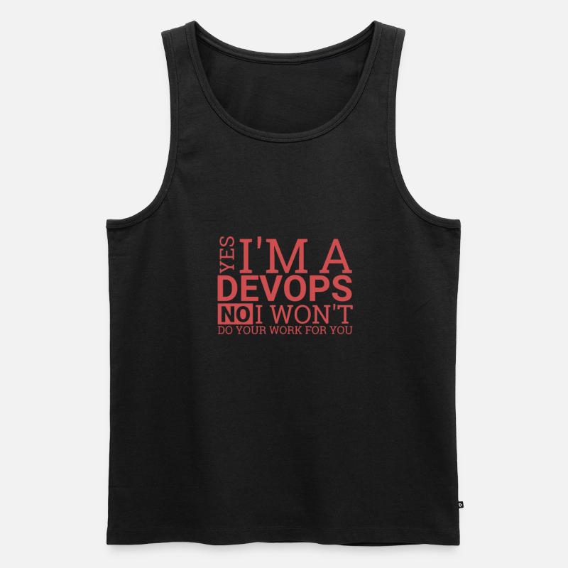 "DevOps Work | Softwareentwicklung" - Männer Premium Bio Tank Top - Schwarz