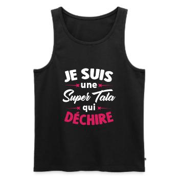 Je Suis Une Super Tata Qui Déchire - Débardeur bio Premium Homme - noir - Devant - Michal (187cm)