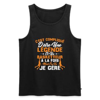 Une Légende Et Un Basketteur - Débardeur bio Premium Homme - noir - Devant - Michal (187cm)