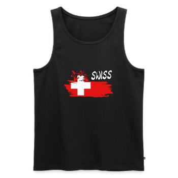 Swiss Schweiz - Männer Premium Bio Tank Top - Schwarz - Vorne - Michal (187cm)