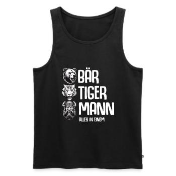 Bär Tiger Mann Vatertag Vater Bärtiger Mann Bart - Männer Premium Bio Tank Top - Schwarz - Vorne - AI Model Male 178 light (178cm)