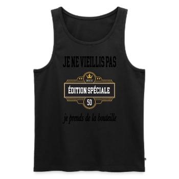 Edition spéciale 50ans - Débardeur bio Premium Homme - noir - Devant - Michal (187cm)
