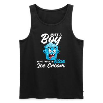 Crème glacée bleue Just a Boy - Blaues Speiseeis - Débardeur bio Premium Homme - noir - Devant - AI Model Male 178 light (178cm)