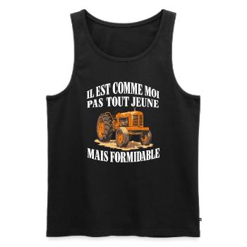 Tracteur Papa agriculteur formidable cadeau vie - Débardeur bio Premium Homme - noir - Devant - Michal (187cm)