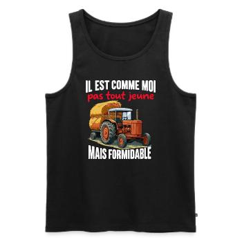 Tracteur papa agriculteur redoutable vieux - Débardeur bio Premium Homme - noir - Devant - Michal (187cm)