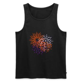 Feu d'artifice, bonne année, fête, festival, exposition - Débardeur bio Premium Homme - noir - Devant - AI Model Male 178 light (178cm)