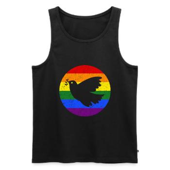 Peace Flag Rainbow Dove of Peace Ukraine - Men's Premium Organic Tank Top - black - Front - Michal (187cm)