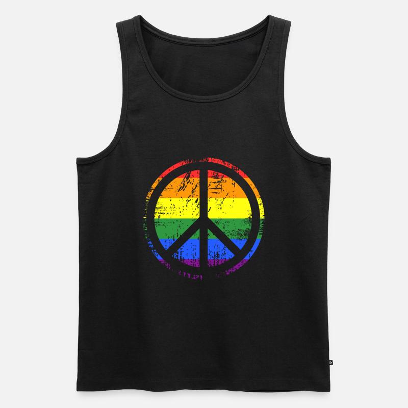 Peacezeichen Regenbogen - Männer Premium Bio Tank Top - Schwarz