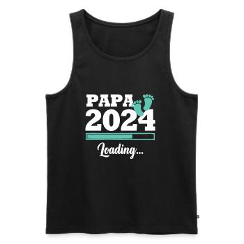 Papa 2024 loading - Débardeur bio Premium Homme - noir - Devant - AI Model Male 178 light (178cm)