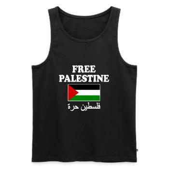 Free palestine - Débardeur bio Premium Homme - noir - Devant - Michal (187cm)