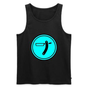 Shaving Barber Circle - Men's Premium Organic Tank Top - black - Front - AI Model Male 178 light (178cm)