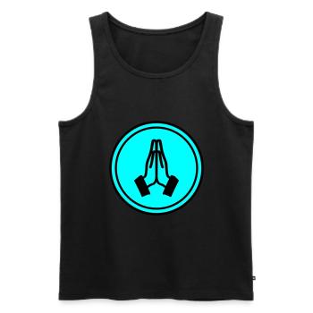 Praying hands circle - Men's Premium Organic Tank Top - black - Front - AI Model Male 178 light (178cm)