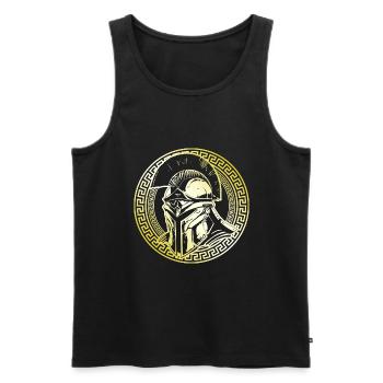 Casque Spartan Gladiator Gold Fighter Gym - Débardeur bio Premium Homme - noir - Devant - Michal (187cm)