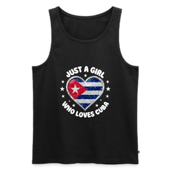 Juste une fille qui aime Cuba Heart Design - Débardeur bio Premium Homme - noir - Devant - AI Model Male 178 light (178cm)