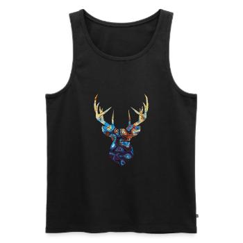 Hirsch Mosaik - Männer Premium Bio Tank Top - Schwarz - Vorne - AI Model Male 178 light (178cm)