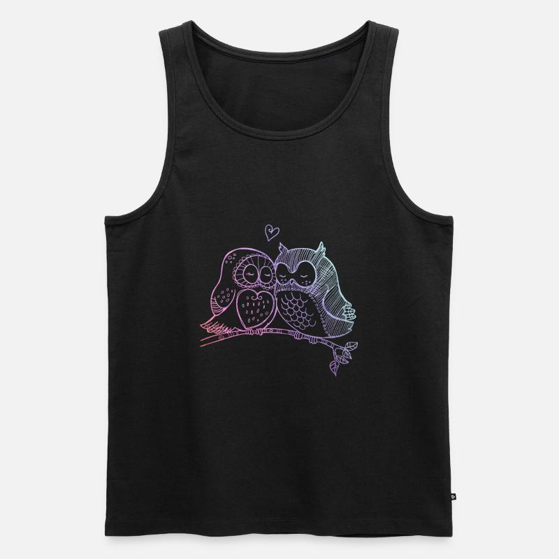 Verliebte Eulen - Männer Premium Bio Tank Top - Schwarz
