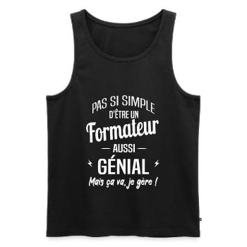 Formateur - Débardeur bio Premium Homme - noir - Devant - AI Model Male 178 light (178cm)