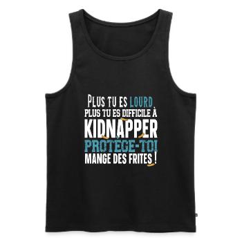 Frites Bouffe Nourriture Malbouffe Humour Obèse - Débardeur bio Premium Homme - noir - Devant - Michal (187cm)