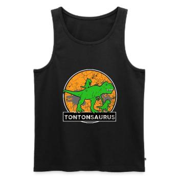 Tonton Est Un Bon Dinosaure Cadeau Drôle Homme - Débardeur bio Premium Homme - noir - Devant - Michal (187cm)
