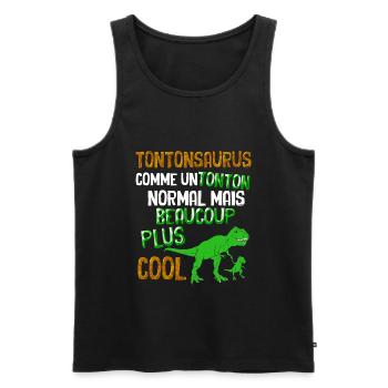 Tonton Et Neveux Humour Dinosaure - Débardeur bio Premium Homme - noir - Devant - Michal (187cm)