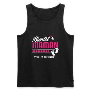 bientôt maman veuillez patienter - Débardeur bio Premium Homme - noir - Devant - Michal (187cm)