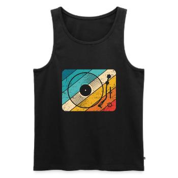 Vinly Plattenspieler Schallplatte LP Musik Motiv L - Männer Premium Bio Tank Top - Schwarz - Vorne - Michal (187cm)