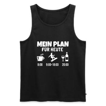Mein Plan Apres Ski | Snowboard Wein Spruch - Männer Premium Bio Tank Top - Schwarz - Vorne - Michal (187cm)