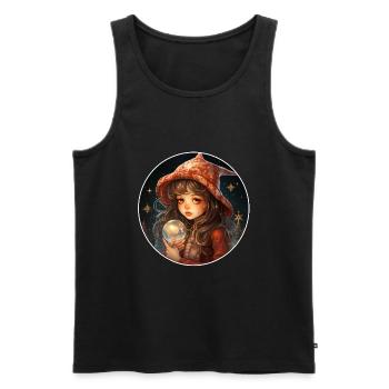 Dreamy girl with snow globe at Christmas - Men's Premium Organic Tank Top - black - Front - AI Model Male 178 light (178cm)