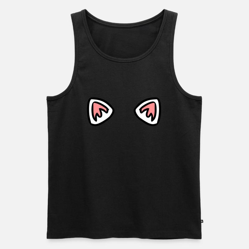 Ohren Katze Schneefuchs - Männer Premium Bio Tank Top - Schwarz