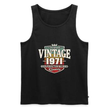Vintage 1971 - Men's Premium Organic Tank Top - black - Front - Michal (187cm)