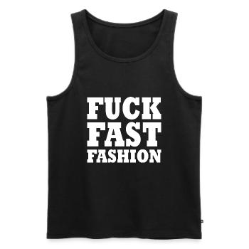 Fuck fast fashion - Débardeur bio Premium Homme - noir - Devant - Michal (187cm)